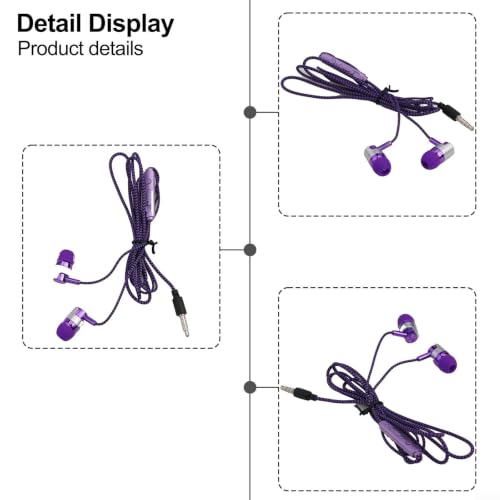 Wired In-Ear Headphones with Noise Cancelling, Ergonomic Earbuds for Sports, 3.5mm Jack Compatible with Phones and Devices, Blue Purple Silver(Purple) - color: Purple