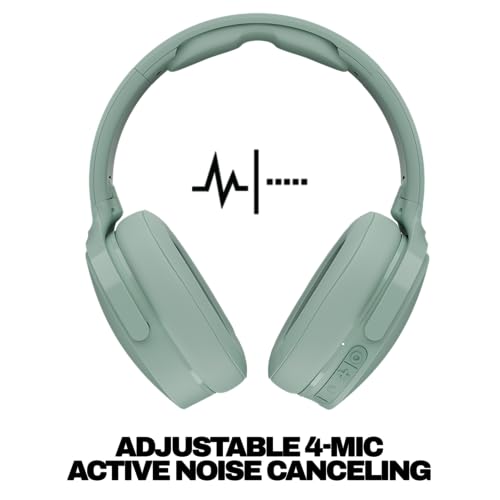 Skullcandy Hesh ANC Noise Cancelling Wireless Headphones - Preppy Sage | Bluetooth, Noise Cancellation, Over-Ear Fit, 22 Hours Battery, Foldable, Lightweight Design, Microphone, Studying, Travel - color: Preppy Sage