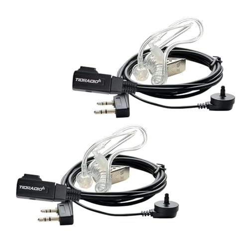 TIDRADIO Walkie Talkie Earpiece with Mic 2 Pin Acoustic Tube Headset TD-M8s TD-V2 TD-H3 TD-H8 H-777 RT21 RT22 RT68 Baofeng UV-5R Mini BF-F8HP 5RM UV-5G UV-32 DM-32 GM21 2 Way Radio-2 Pack - style: 2 Pack Acoustic Tube Earpiece