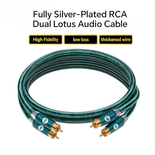 M/M Digital Audio Coaxial Cable [Silver-Plated | Copper Core | 17AWG], RCA Coaxial Cable, 2RCA Male to 2RCA Male L/R Sound Digital Coaxial Audio Cable, Emerald - size: 4.9FT/1.5M