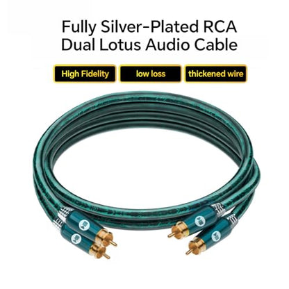 M/M Digital Audio Coaxial Cable [Silver-Plated | Copper Core | 17AWG], RCA Coaxial Cable, 2RCA Male to 2RCA Male L/R Sound Digital Coaxial Audio Cable, Emerald - size: 4.9FT/1.5M