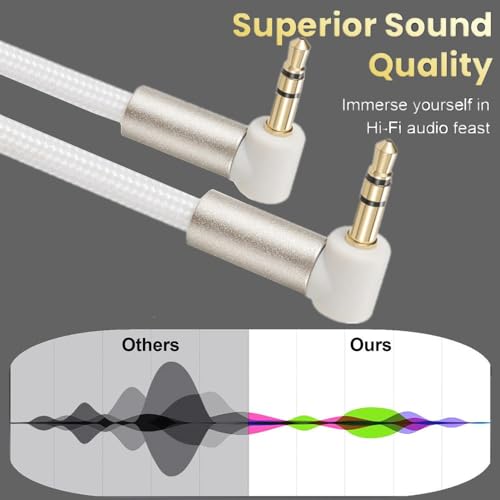 3.5mm Audio Cable Stereo Aux Male to Male 90 Degree Angle Cord Headphone Speaker (9.8ft) - size: 9.8ft