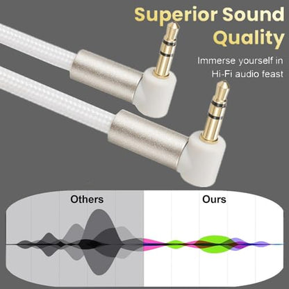 3.5mm Audio Cable Stereo Aux Male to Male 90 Degree Angle Cord Headphone Speaker (9.8ft) - size: 9.8ft
