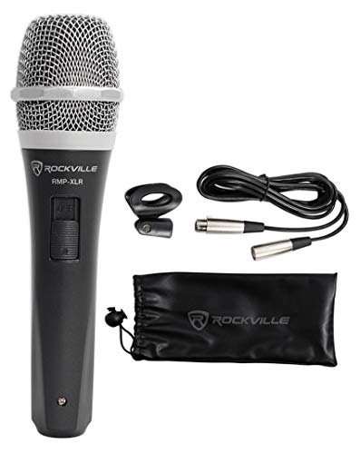 Rockville RMP-XLR Dynamic Cardioid Microphone with 10' XLR Cable, 3-Pack | Professional Wired Vocal Mic, On/Off Switch, Steel Mesh Grill, OFC Copper Cable, Includes Clip and Pouch, Studio and Stage