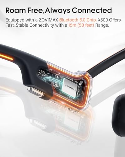 X500 Bone Conduction Headphones, Open Ear, LED Light, IP67 | Open-ear Bluetooth Sports Headset for Running, Cycling, Workouts & Outdoor, with Rear LED safety Light and Built-in Mic