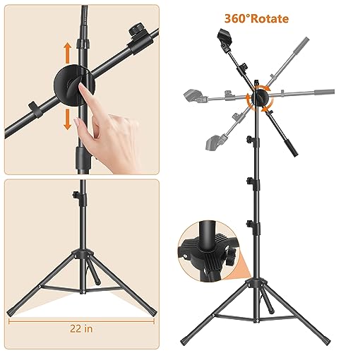 Ramzi Mic Stand 6 In 1 Microphone Stand | Floor Boom Mic Stand, Support Boom Gooseneck Mic Clips Tablet Phone Holder Any Combination With Mic Stand Bag - size: Mic Stand+Boom+Gooseneck