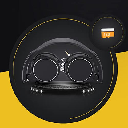 Foldable Head Mounted Headphone Mini Wired Headset Hands Compact Stereo HiFi Music Headset Support Rotatable Ear Cup Adjustable Headband Support TF Card