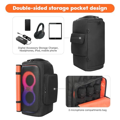 Speaker Cover Case Compatible with JBL PartyBox 120/PartyBox 110 | Protective Dustproof Carrying Cover, Side Pockets for Microphone, for Outdoor Travel, Parties, Home Use, with Open Bottom - size: For JBL partybox 120/110