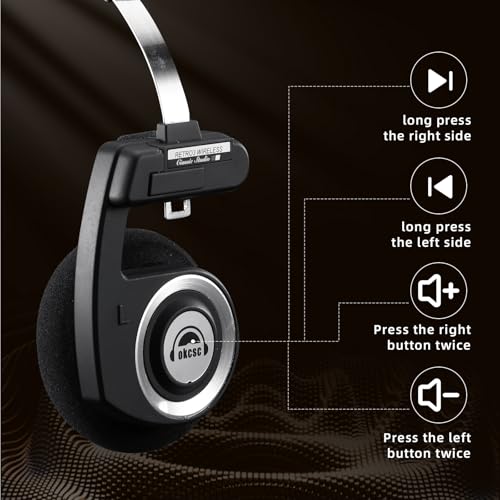 okcsc Classic Portable Headphones, Retro Style, Bluetooth Wireless Retro Headphones,Ultra Lightweight/All Day Playtime/Bullt-in Mic/40mm Class Composite Film/BT 5.3 & Wired Two Connection Modes Green - color: Green, size: Bluetooth