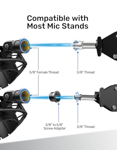Custom Built for Blue yeti x Shock Mount, 2026 Upgrade Anti-Vibration Suspension Elastic Shock Mount Holder Clip Mics Stand Compatible with Blue yeti x Microphone