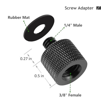 Camera Screw Adapter 8 Pieces Thread 1/4" Male to 3/8" Female and 3/8" Male to 1/4" Female Adapter with Rubber Pad for Camera Monitor, Tripod, Mount
