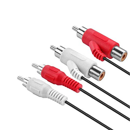 RCA Audio Piggyback Cable, 2 RCA Male to 2 RCA Male + RCA Female Piggyback, 6 foot