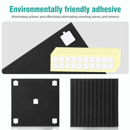 50 Pack Acoustic Foam Panels 1" X 12" X 12" Wedge Soundproof Studio Foam for Walls Sound Absorbing Panels Sound Insulation for Studio (50 Pack, Black) - size: 50 Pack