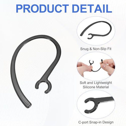 12 Pcs Replacement Ear Hooks 7mm/0.28", Black Soft PC | Universal Small Ear Loop Clips Anti-Slip Earbuds Replacement for Single-Ear Bluetooth Headset - size: 7mm/0.28"
