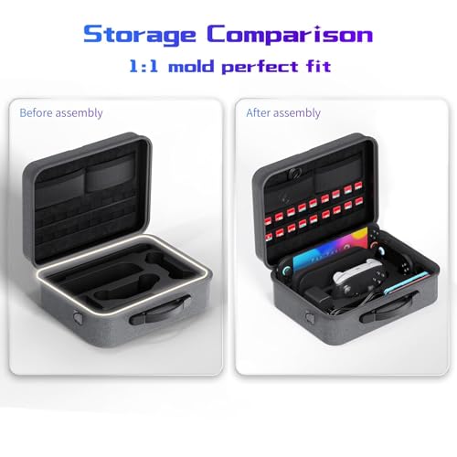 Gaekol All in One Carrying Case for Nintendo Switch 2(2025), Waterproof Large Hard Travel Storage Bag for Switch 2, Pro Controller, Joy-Cons Grip, Dock, 18 Game Card Slots and Accessories, Grey - style: All in One-grey