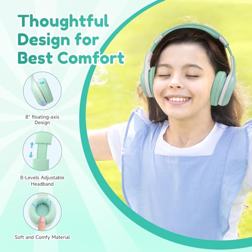 EarFun K2 Kids Bluetooth Headphones for School, Kids Headphones with Mic - color: Green