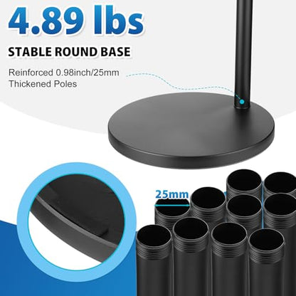 Relaxweex 4 Set Microphone Stands, Boom Arm Floor Mic Stand with Weighted Base, Adjustable Max Height 82" Includes 12 Mic Clips, Screw Adapter and Carrying Bags for Singing Stage Wedding Band Church