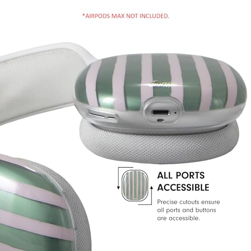Sonix Protective Case for AirPods Max Headphones - Stylish TPU Hard Shell Ear Cup Covers | Abstract Stripe Sage - color: Abstract Stripe Sage