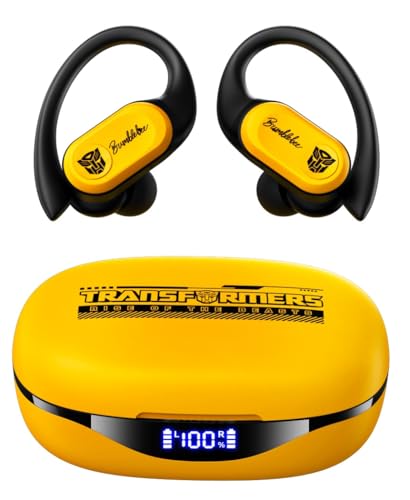 Transformers Earbuds T26 Pro, Bluetooth 5.4 Wireless Gaming Earbuds with Mic, Over Ear Earbuds with Earhooks, 65H Playtime, Deep Bass, IPX5 Waterproof (Bumblebee Yellow) - color: Bumblebee - Yellow