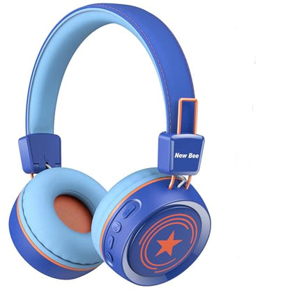 New Bee Kids Bluetooth Headphone with Microphone Bluetooth 5.0 Wireless Kids Headphones with 32H Playtime/94dB Volume Limited On Ear Headphones for School/Girls/Boys/iPad/Fire Tablet(Blue) - color: Blue, size: wireless