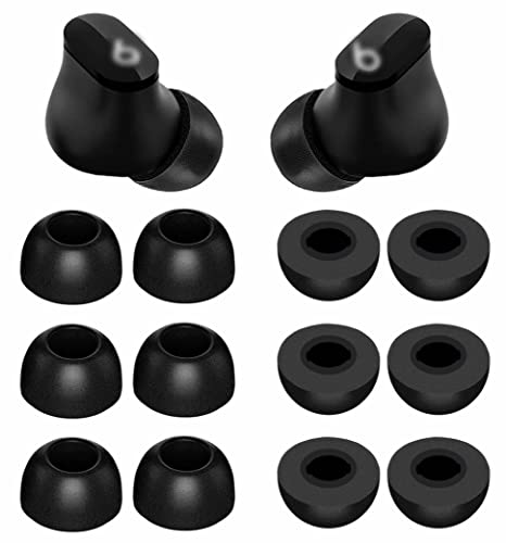 Large Size Replacement Memory Foam Compatible with Beats Fit Pro/Studio Buds + Ear Tips, Cancel Noise Fit in Case Comfortable No Silicone Pain for Beat Fit Pro/Studio Buds - Foam Black