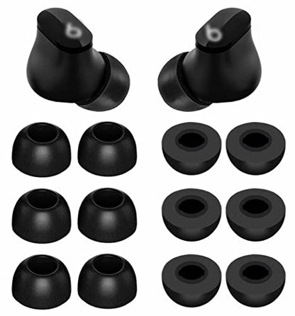 Large Size Replacement Memory Foam Compatible with Beats Fit Pro/Studio Buds + Ear Tips, Cancel Noise Fit in Case Comfortable No Silicone Pain for Beat Fit Pro/Studio Buds - Foam Black