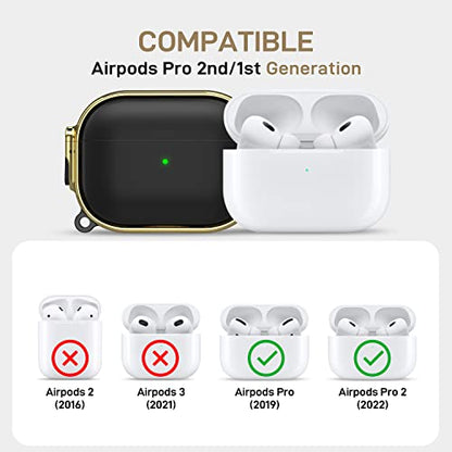 for AirPods Pro 2/1 Case Cover with Lock, Magsafe Compatible,Black/Gold - color: Black + Gold, size: AirPods Pro 2/1 Case (2019/2022/2023)