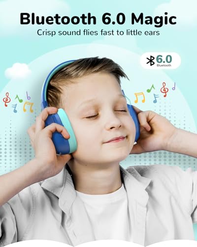 Kids Noise Cancelling Headphones, Sound Proof Ear Protection, 29dB SNR Noise Reduction Bluetooth 6.0 Earmuff, 94dB Lock - 80H Playtime, Hearing Protection for Autism, Shooting Gun Range Mowing (Blue) - color: Blue