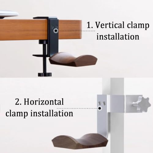 Clamp-style headphone holder/under-desk headset mount,attaches to surfaces 10–63mm thick,can also be used to hang backpacks,umbrellas,and hats(Black) - color: Black