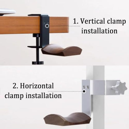 Clamp-style headphone holder/under-desk headset mount,attaches to surfaces 10–63mm thick,can also be used to hang backpacks,umbrellas,and hats(Black) - color: Black