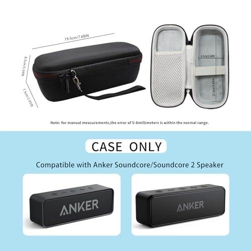 Hard Case For Anker SoundCore 2 Portable Outdoor Sports Bluetooth Speaker Protective Travel Storage Carrying Case Cover (Box only) Black