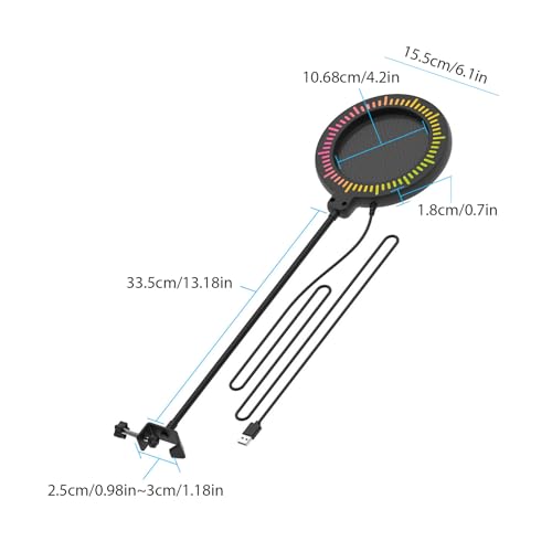 Professional RGB Microphone Pop Filter, Transparent Metal Mesh