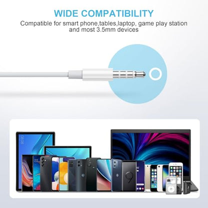 Wired Earbuds, [Clear Calls & No Noise] 3.5mm Headphones with Microphone in Ear Earphones HiFi Stereo Volume Control for iPhone/iPad/Samsung/Android/Kindle/Switch [2 Pack]