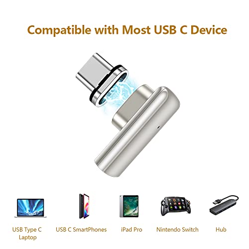 USB C Magnetic Adapter Right Angle USB C Adapter 24 pin Male to Female Connector 24pins 100W PD Fast Charge 20Gbs Data Transfer USB3.1, Champagne Gold - color: Usb c magnetic adapter right angle