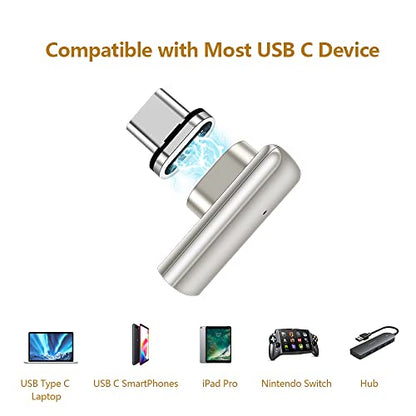 USB C Magnetic Adapter Right Angle USB C Adapter 24 pin Male to Female Connector 24pins 100W PD Fast Charge 20Gbs Data Transfer USB3.1, Champagne Gold - color: Usb c magnetic adapter right angle