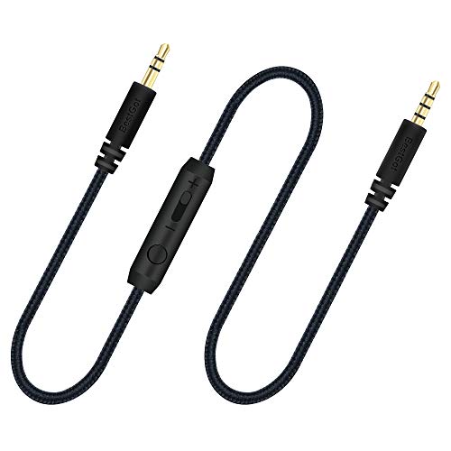 Audio cable with volume control 4.3ft for PS4 Controller, Headphones Black - color: 1 Pack Black, size: 1Pack Black