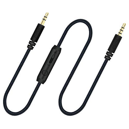 Audio cable with volume control 4.3ft for PS4 Controller, Headphones Black - color: 1 Pack Black, size: 1Pack Black