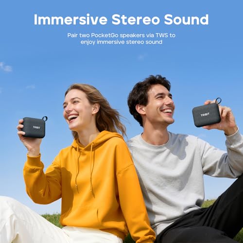 Tribit PocketGo Portable Bluetooth Speaker, 7W, IP68 Waterproof, 20H, Black - color: Black
