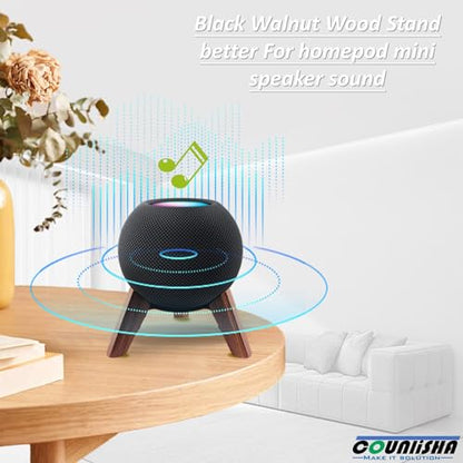 Real Wood Stand for Homepod mini(2020 Released), Wooden Holder Tripod with Metal Frame,Safe Stable Mount with Anti-Slip Silicone pad Protects Home pod mini Speaker Well (Color:Walnut) | Wooden Holder Tripod with Metal Frame,Safe Stable Mount with Anti-Sli