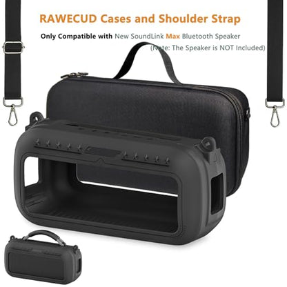 Protective Case for Bose SoundLink Max Portable Bluetooth Speaker | Accessories Hard Carrying Case and Silicone Cover Combo with Carrying Strap (Black) - color: Black