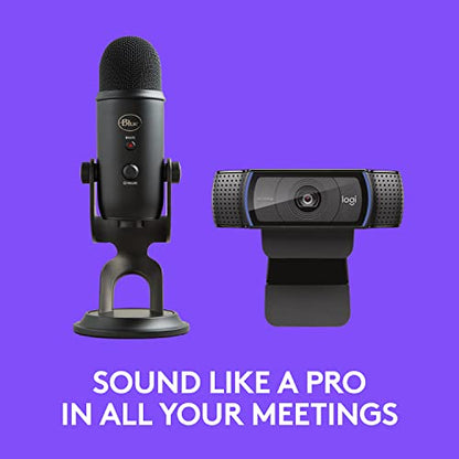 Logitech C920x HD Pro Webcam, Full HD 1080p/30fps - Black w/Blue Yeti USB Microphone - Blackout - size: 1 Pack, style: 1080P/30 fps, 720p/30fps