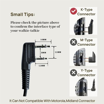 Overhead Radio Headphones， Professional Noise-Canceling Walkie-Talkie Headset with Boom Mic ，Earpiece with 2 Pin Jack for Most Two Way Radio (Wired, Black)