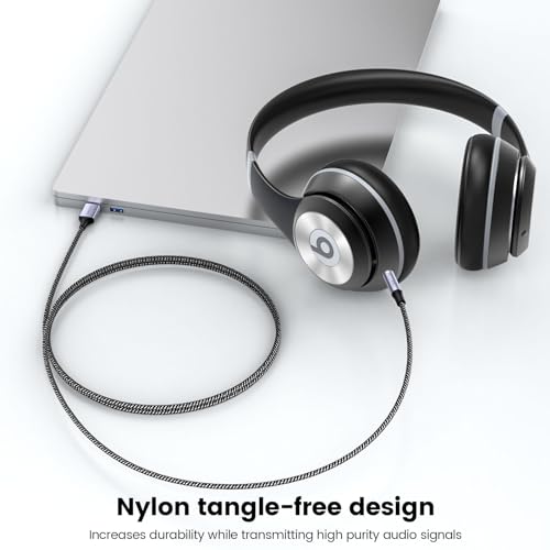 MOSWAG USB to 2.5mm TRS Audio Adapter, Nylon Braided Headphone Extension Cords for Windows, Linux, Android, PC, Laptop, Headphones - size: 10FT/3Meter