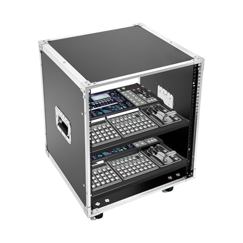 12U Cabinet Rolling Network Rack, Small Server Rack Shelf with Wheel & Side Panels, Audio Studio Video Telecom Equipment Rack for Computer Chassis, Mixing Consoles, Black