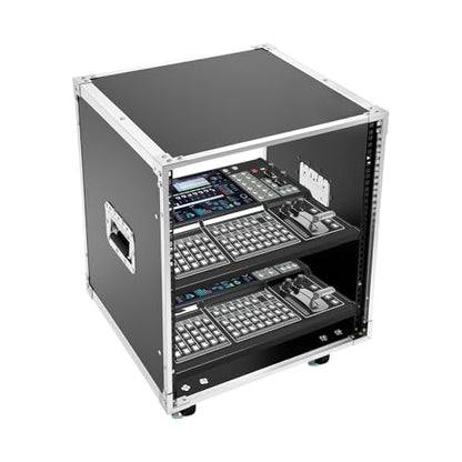 12U Cabinet Rolling Network Rack, Small Server Rack Shelf with Wheel & Side Panels, Audio Studio Video Telecom Equipment Rack for Computer Chassis, Mixing Consoles, Black