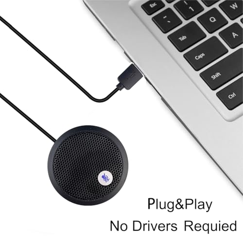 USB Computer Microphone, Conference USB Microphone, Mute Button with LED Indicator, Omnidirectional Condenser PC Mic for Video Conference, Plug&Play for PC, Laptop, Mac(No Speaker)