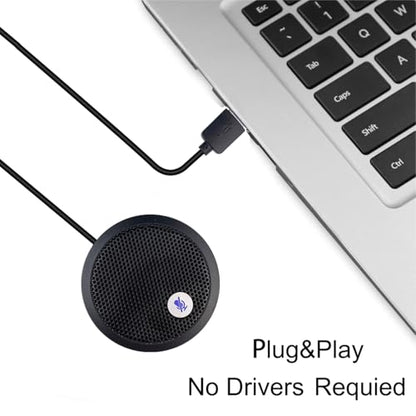 USB Computer Microphone, Conference USB Microphone, Mute Button with LED Indicator, Omnidirectional Condenser PC Mic for Video Conference, Plug&Play for PC, Laptop, Mac(No Speaker)