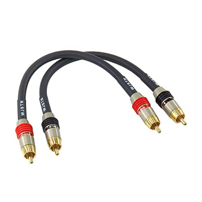 WJSTN RCA to RCA Audio Cable Subwoofer Cable, Digital Coaxial Audio Cable RCA Male to RCA Male Dual Shielded Wire -Black 2pack (6in)