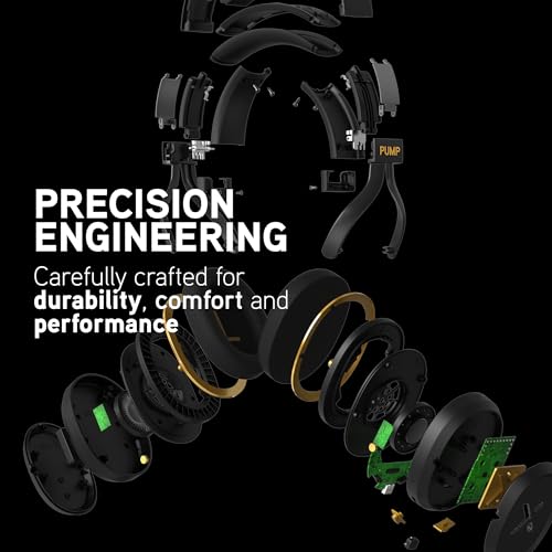 BlueAnt Pump X Wireless Over-Ear Headphones, Bluetooth, Powerful Bass, Active Noise Cancelling & Transparency Mode, Interchangeable Ear Cups, All-Day Comfort for Gym and Training, Black/Gold - color: Black | Gold