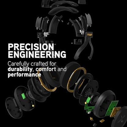 BlueAnt Pump X Wireless Over-Ear Headphones, Bluetooth, Powerful Bass, Active Noise Cancelling & Transparency Mode, Interchangeable Ear Cups, All-Day Comfort for Gym and Training, Black/Gold - color: Black | Gold